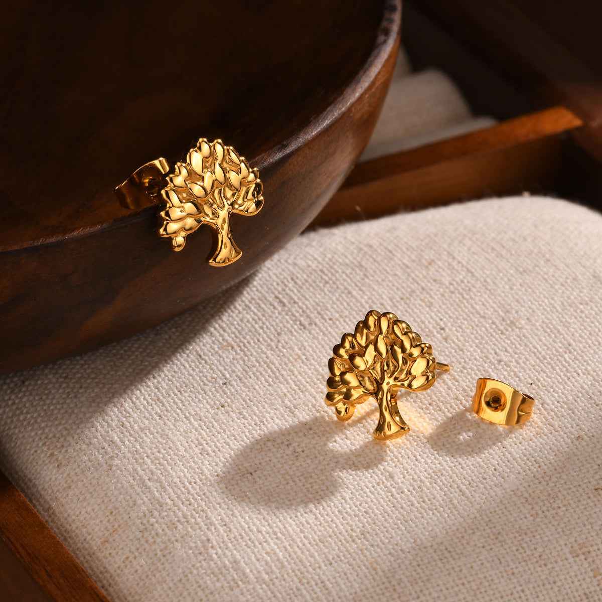 Sculptural Gold-Tone Stainless Steel Earrings