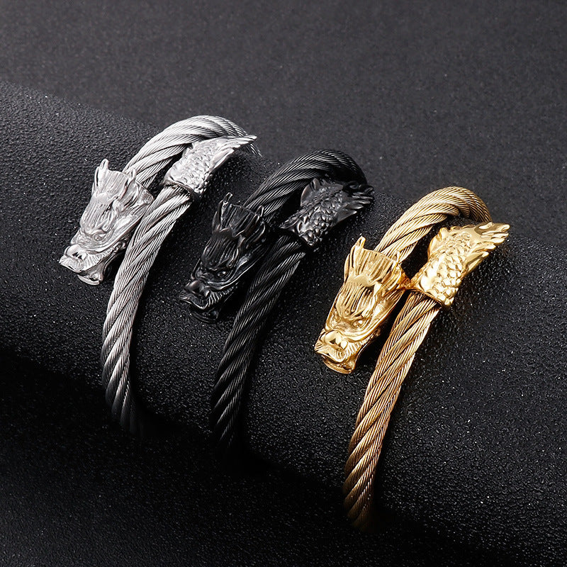 Punk Vacuum Electroplated 18k – Single Weiya Line Dragon Head Bracelet