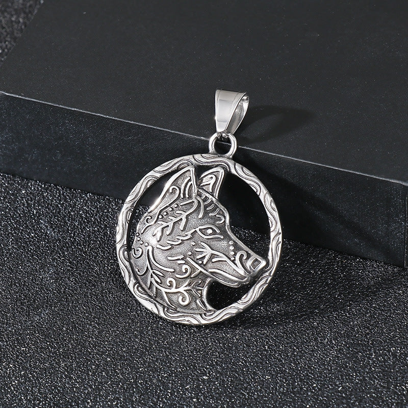 Planderful Double Sided Viking Wolf Pendant Men Personalize