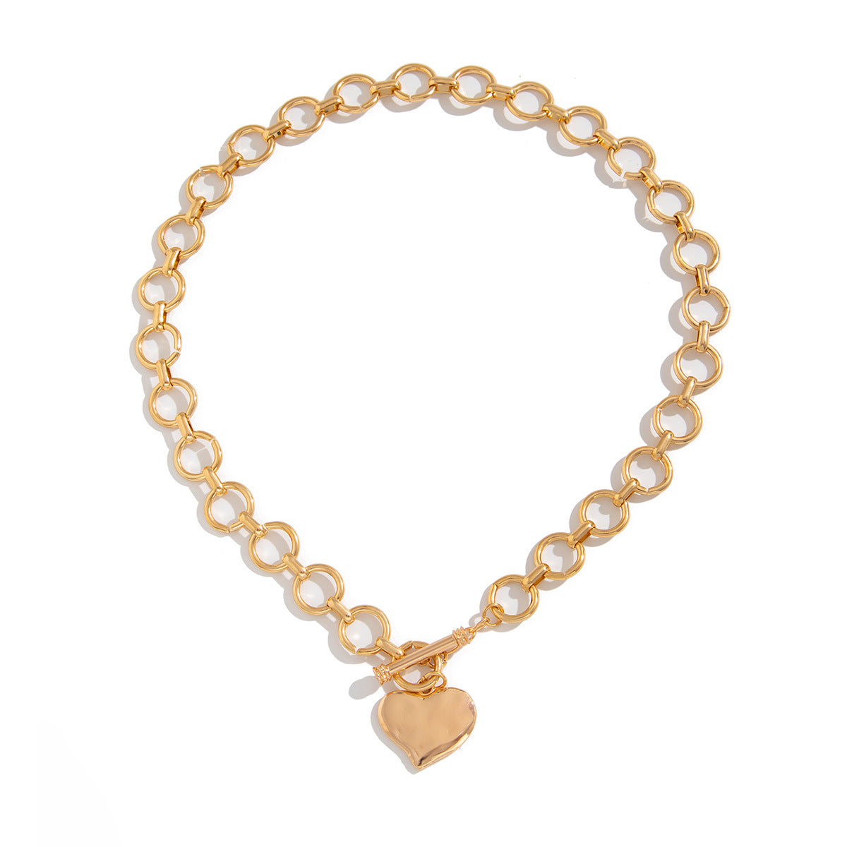 Textured Heart Pendant Statement Necklace