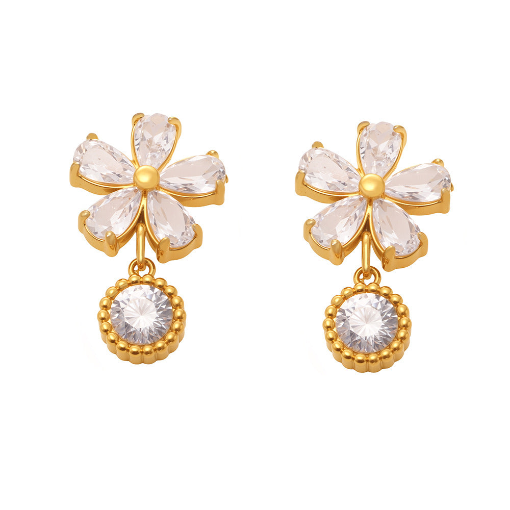 Planderful Everyday Genie Zircon Flower Earrings For Women