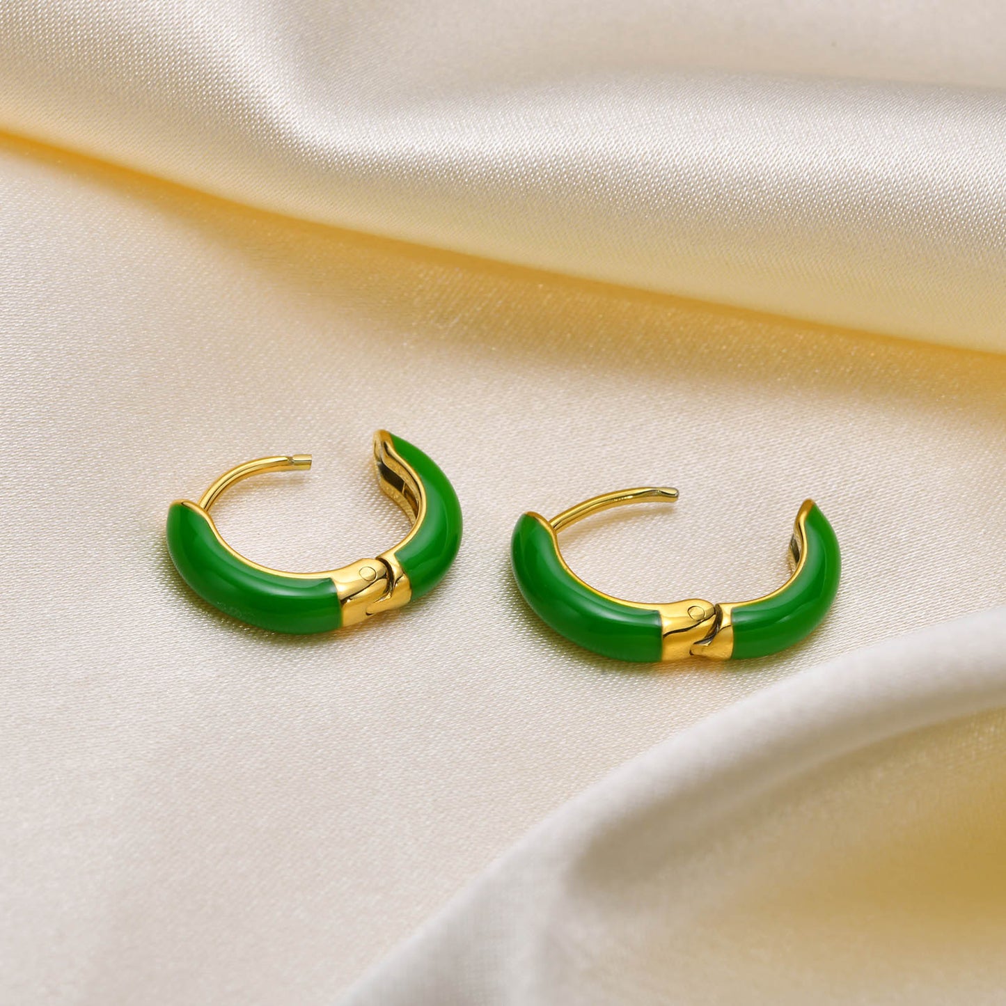 Ladies Fashion Stainless Steel Candy Color Earrings Gold Set