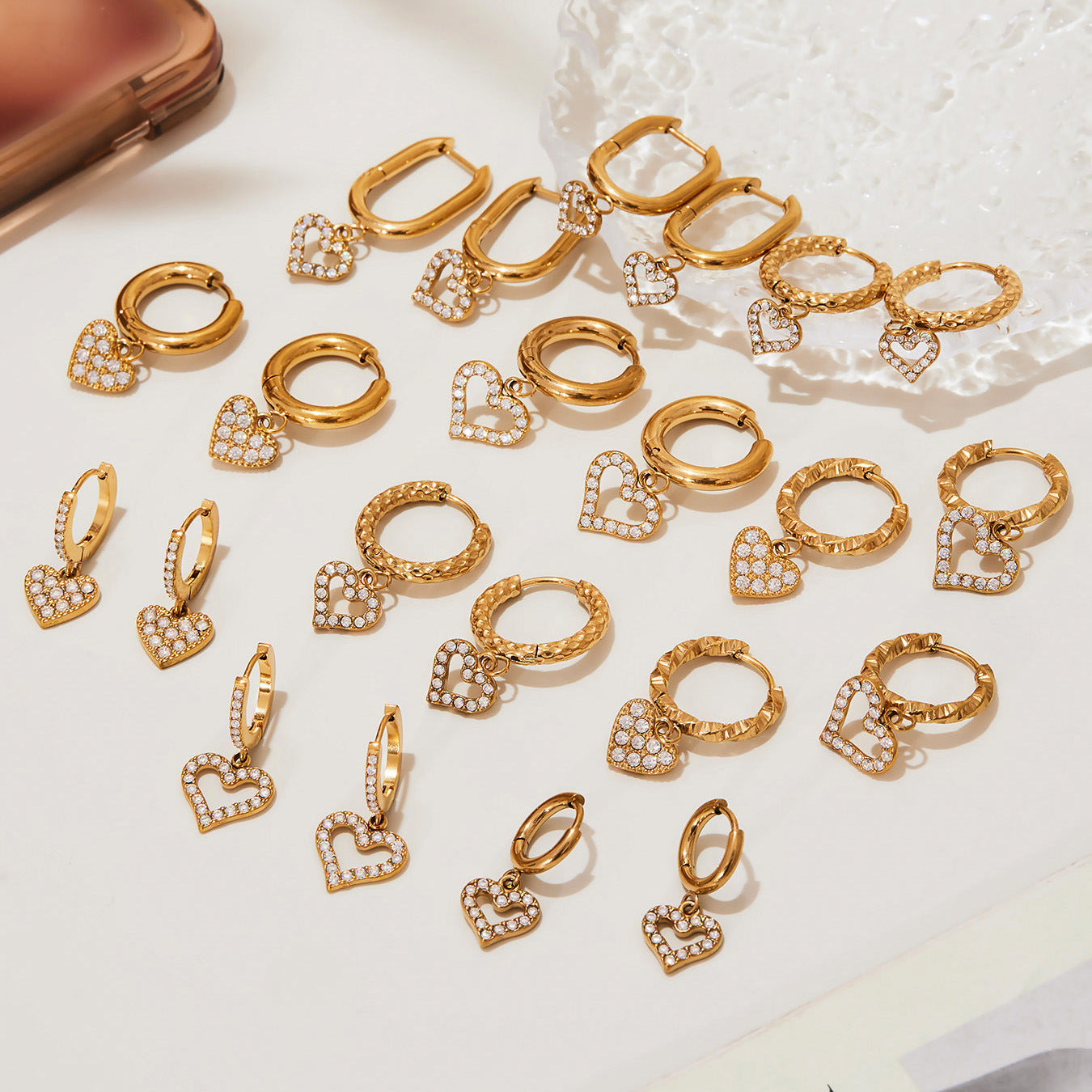 Planderful Peach Heart Hollow Titanium Earrings For Women