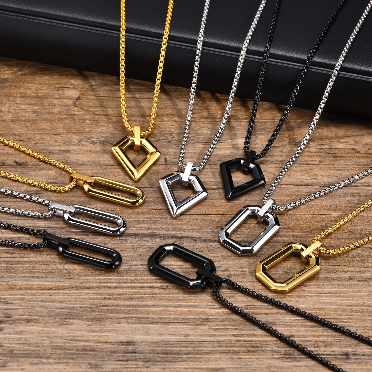 Stainless Steel Geometric Men's Pendant Hip Hop Necklace