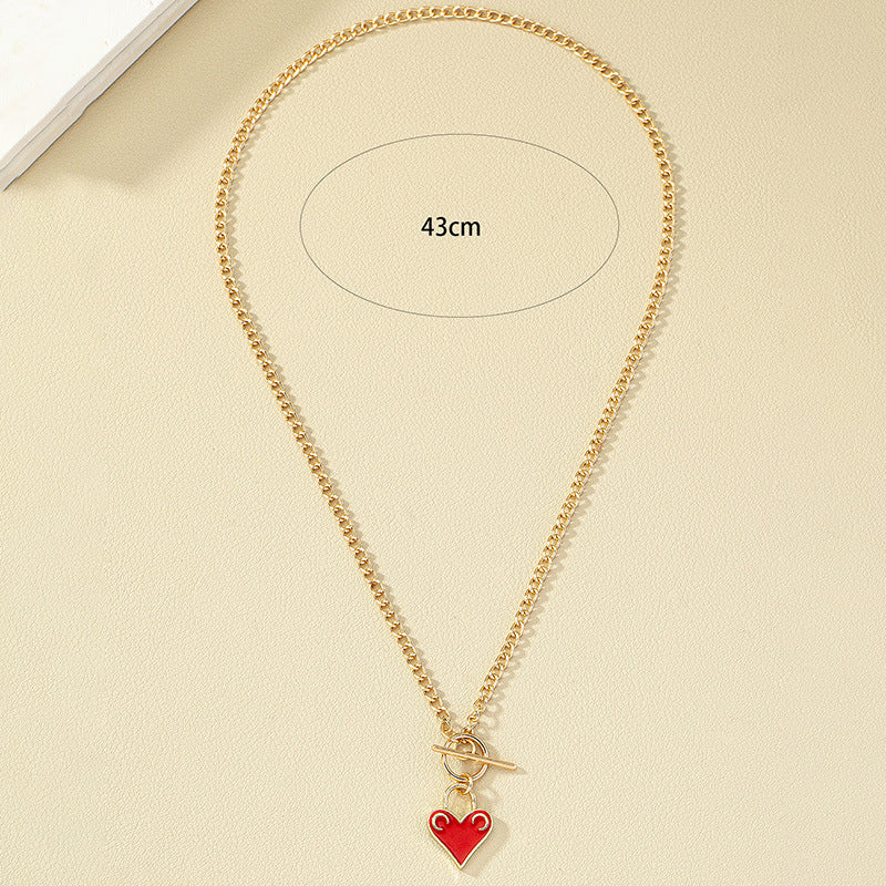 Trendy Glazed Love Pendant Clavicle Chain Necklace - Vienna Verve Collection