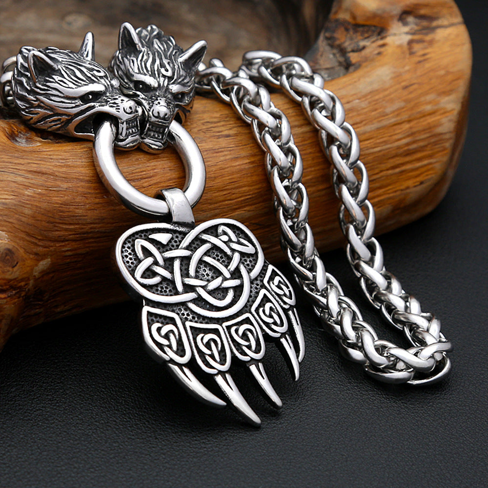 Viking Wolf Stainless Steel Men's Pendant Necklace