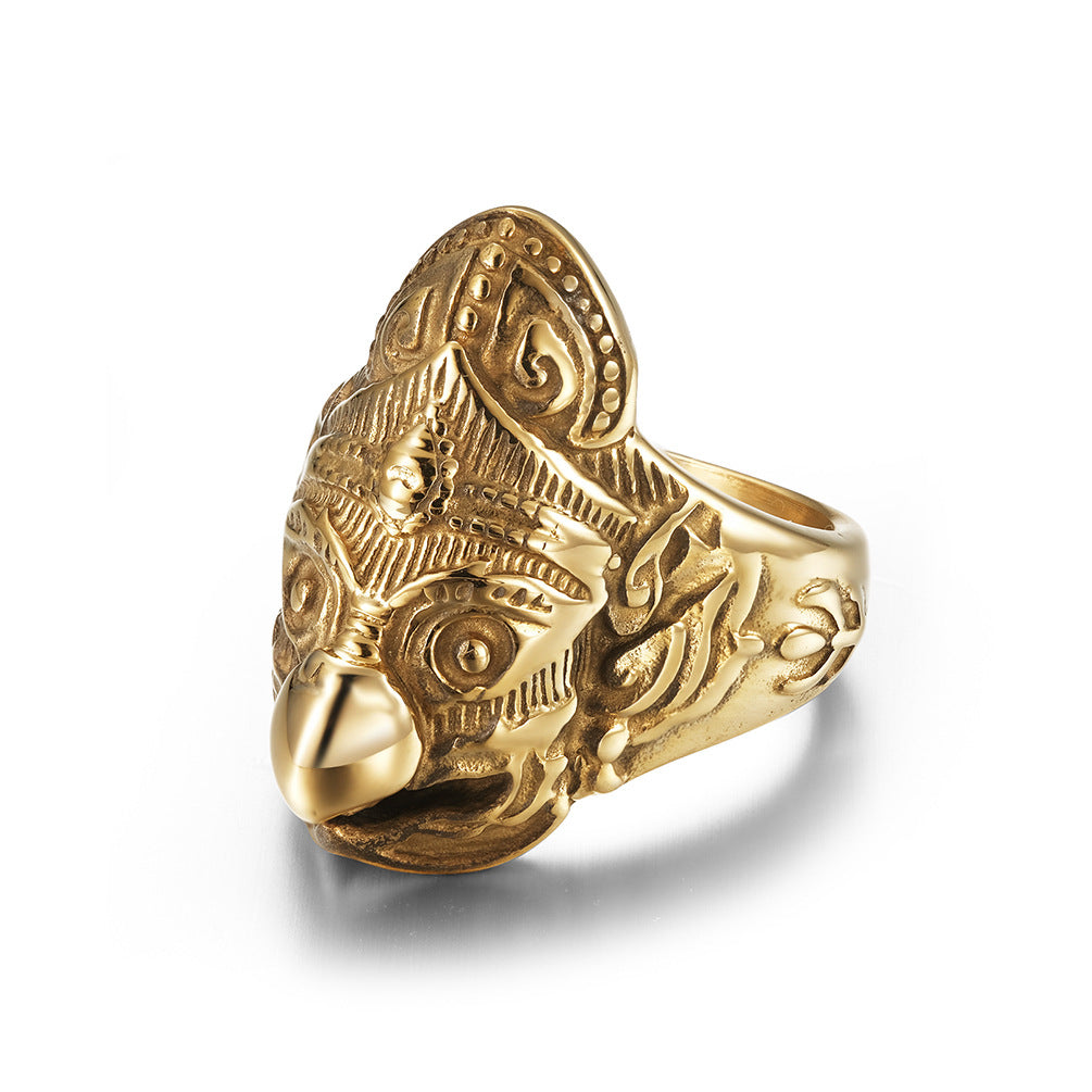 Garuda Golden-Winged Bird Stainless Steel Ring