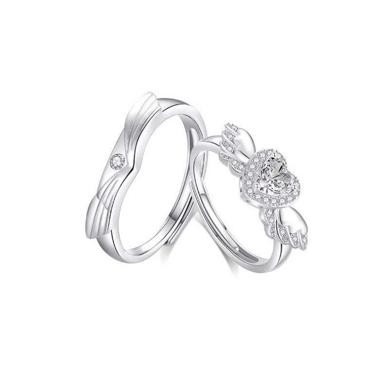 S925 Sterling Silver Contemporary Couple Ring — Adjustable