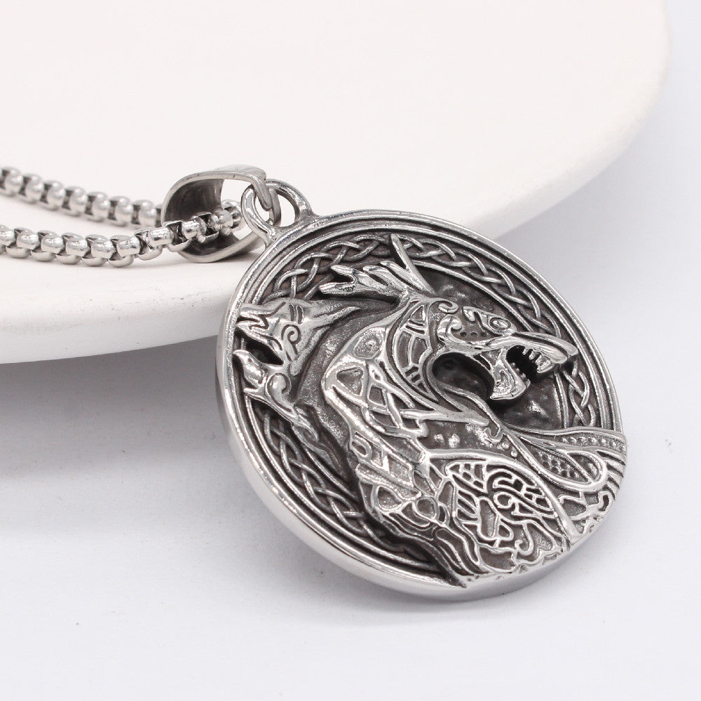 Planderful Viking Direwolf Pendant Titanium Steel For Men Unisex Protection Jewelry