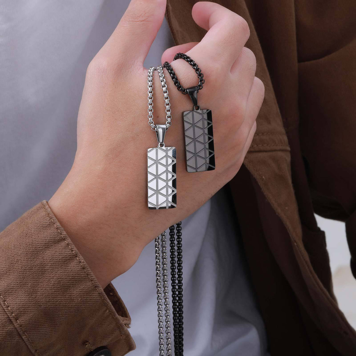 Geometric Black Stainless Steel Necklace