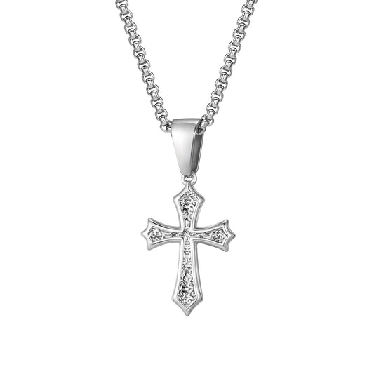 Personalized Men's Black Stainless Steel Cross Pendant Necklace