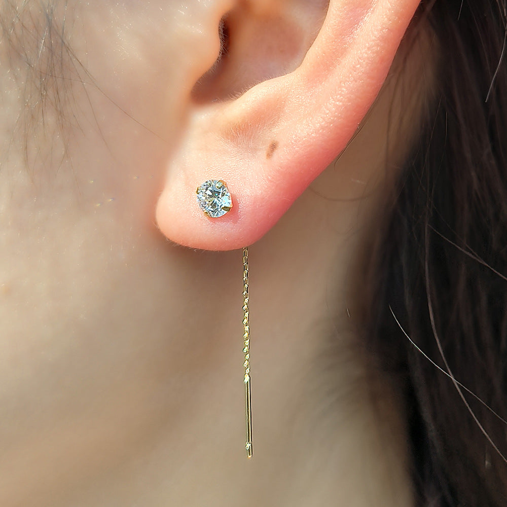 Planderful S925 Sterling Silver Zircon Earrings For Women Luxurious Fringe Chain Design