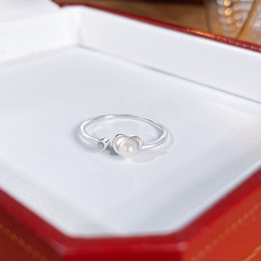 S925 Sterling Silver Freshwater Pearl Ring — Adjustable