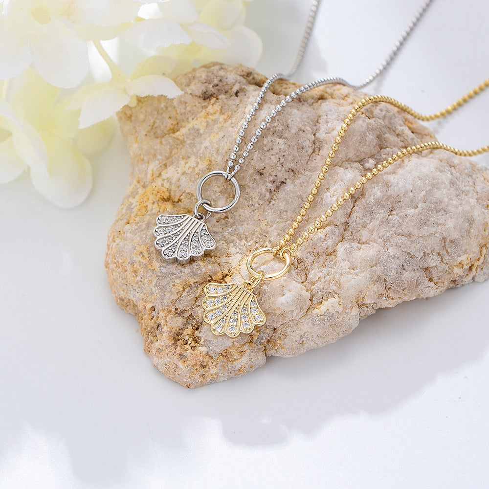 Summer Beach Zircon Shell Pendant Anklet Sterling Silver Bohemian Foot Decoration Bracelet