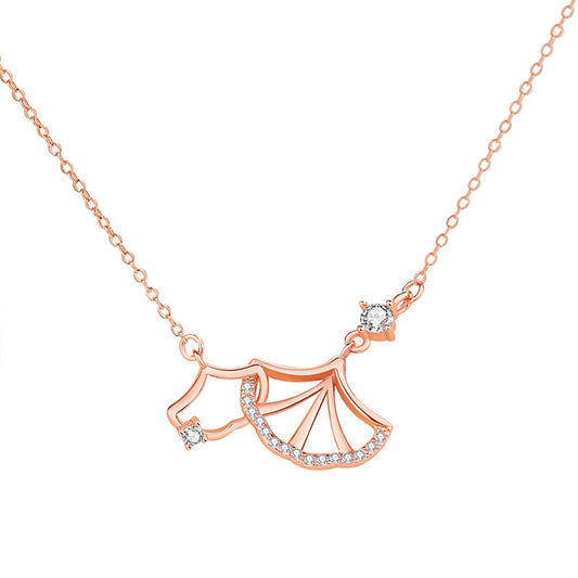 Planderful S925 Sterling Silver Ginkgo Necklace For Women, Light Luxury Gift, High End Versatile Jewelry