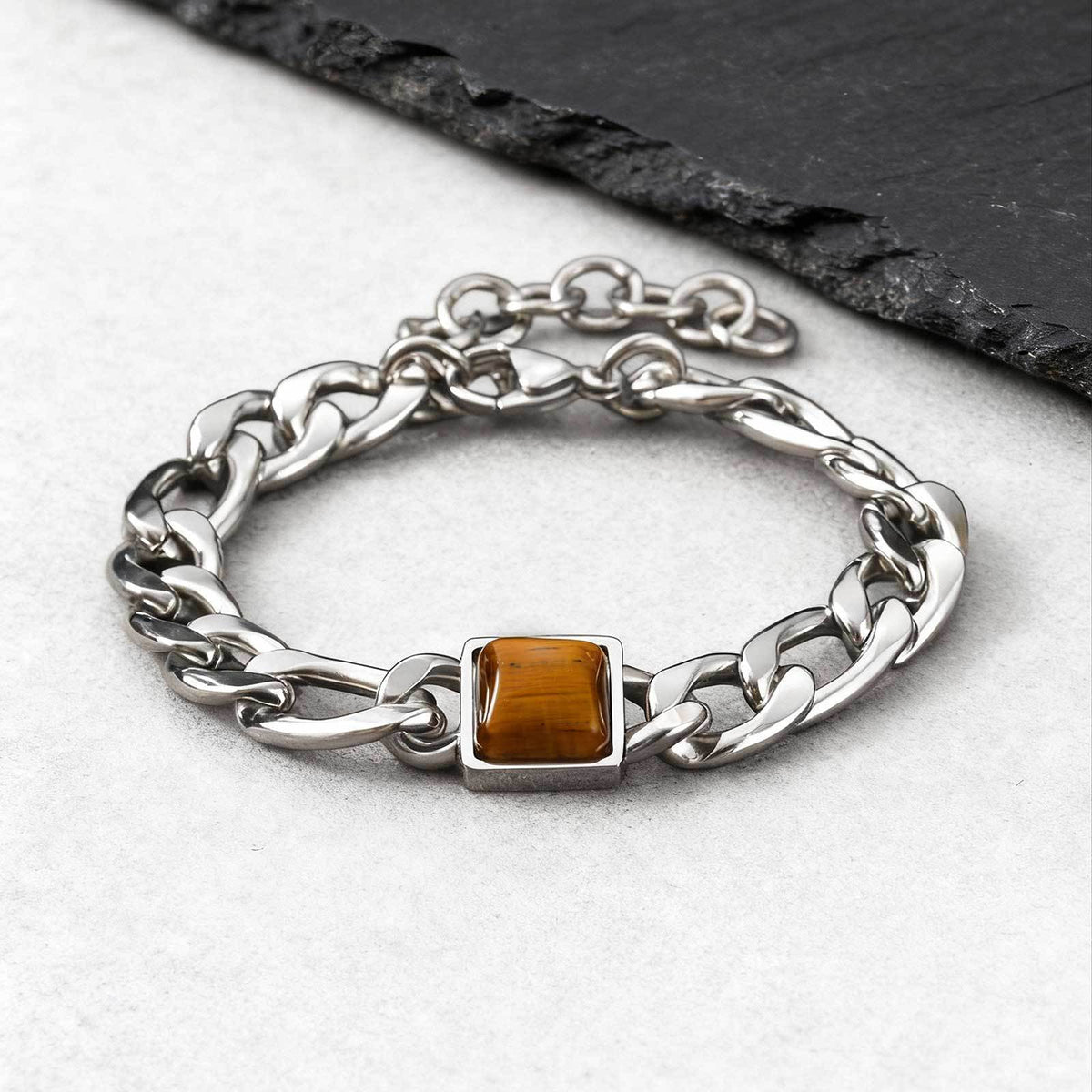 Tiger's Eye Stainless Steel Bracelet for Men