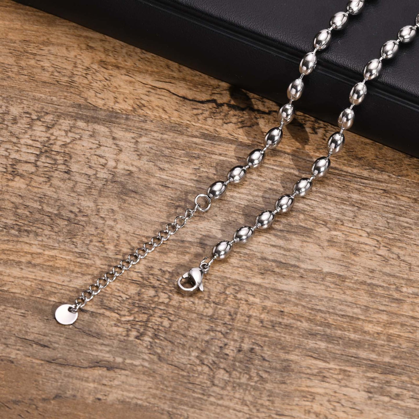 Men's Necklace Accessories Wholesale Stainless Steel Rugby Bead Chain