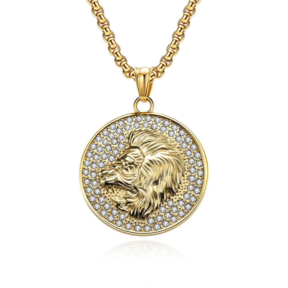 Planderful Twelve Constellations Zircon Titanium Steel Pendant For Hip Hop Style Fans