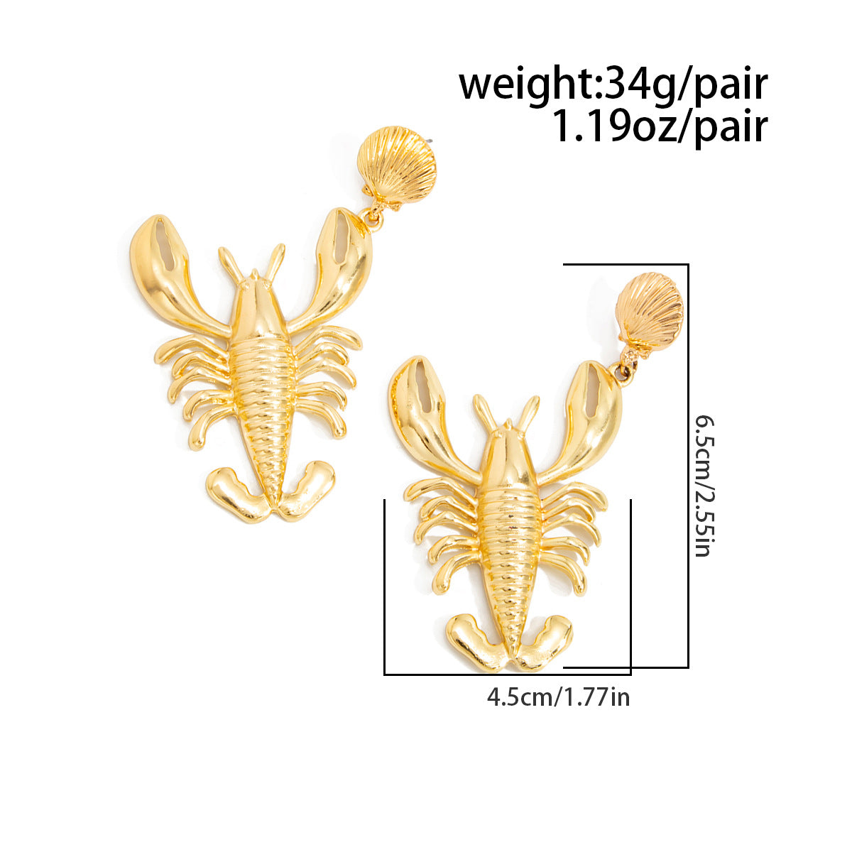 Planderful Lobster Pendant Stud Earrings For Women 3D Ocean Style Design Vienna Verve Collection