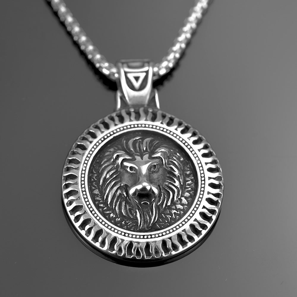 Retro Stainless Steel Men's Pendant Lion Head Necklace