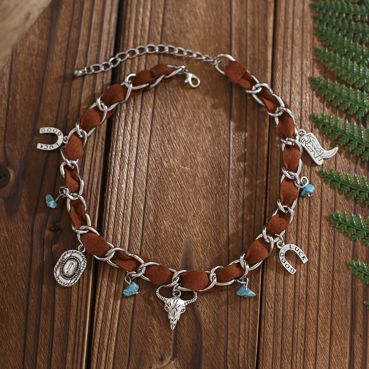 Western Bull Head Turquoise-Style Choker
