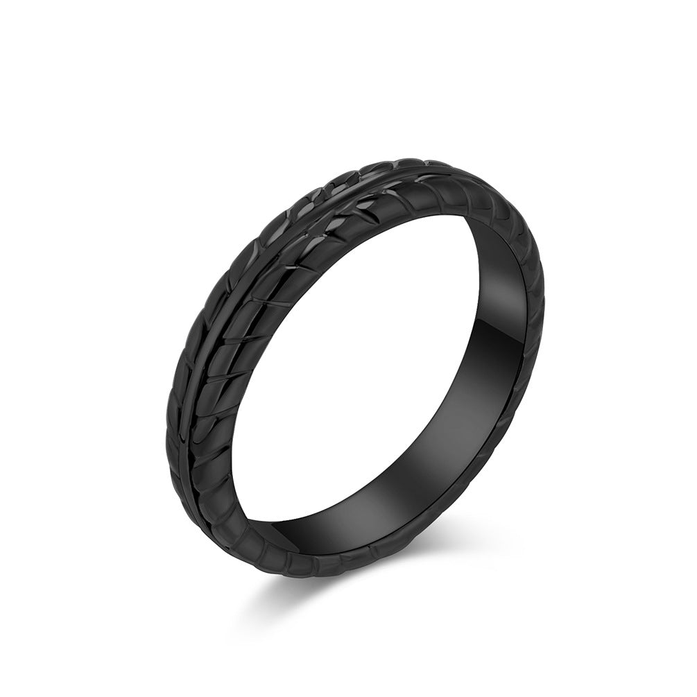 Planderful Titanium Steel Ring Wheat Ear Pattern Light Luxury Versatile Everyday Genie for Men and Women