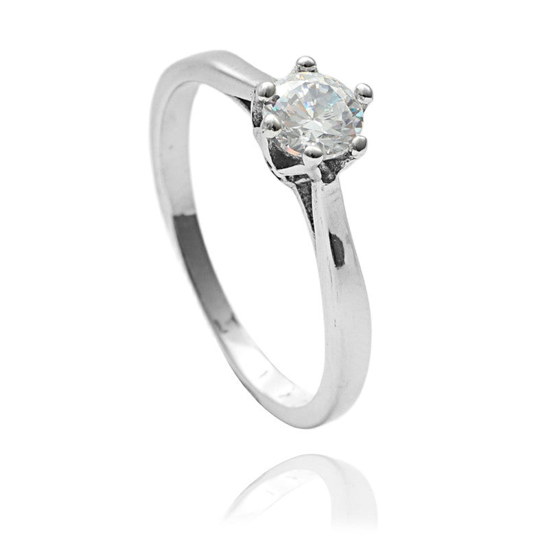 Trendy Titanium Steel Ring with White Stone - Fashionable Women's Birthday and Wedding Accessory