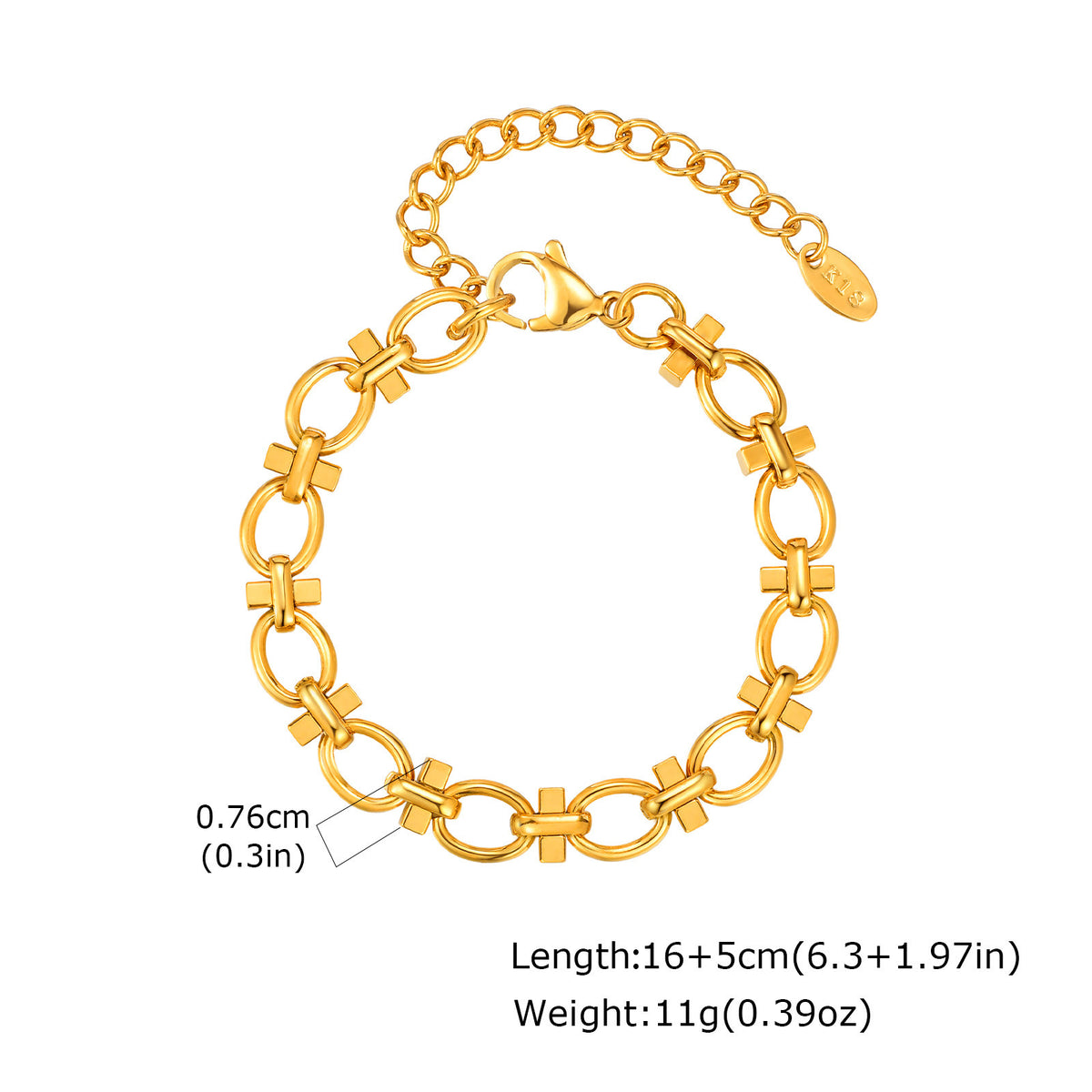 Splicing Handmade Chain Gold Stainless Steel Bracelet