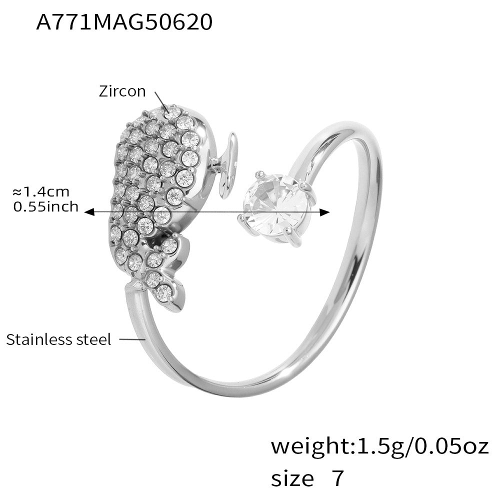 Planderful Everyday Genie Elegant Stainless Zircon Ring 7