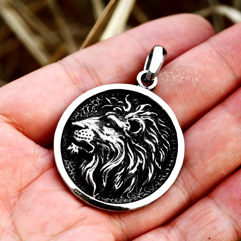 Retro Titanium Steel 3D Lion Pendant Accessories for Men - Cross-Border Stainless Steel Design