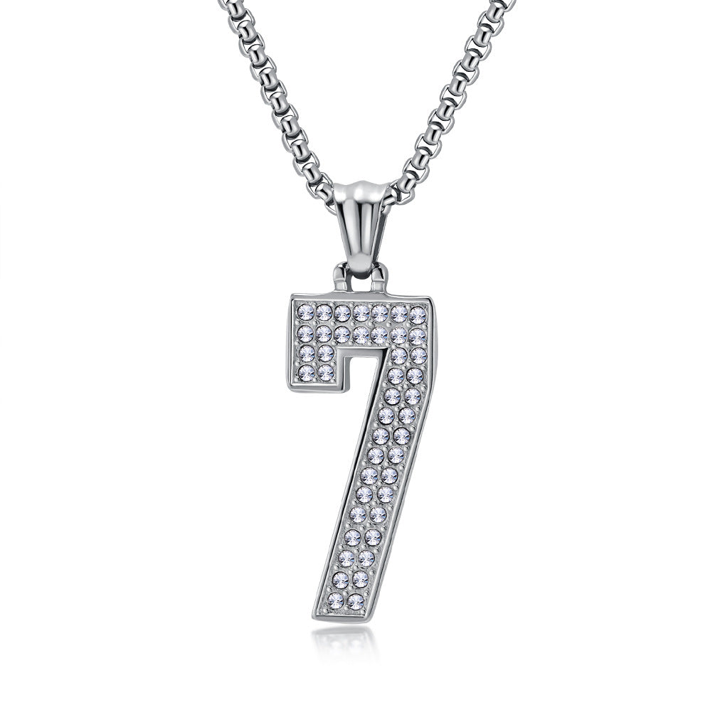 Planderful World Cup Jersey Number Necklace Stainless Steel With Zircon Pendant For Sports Fans
