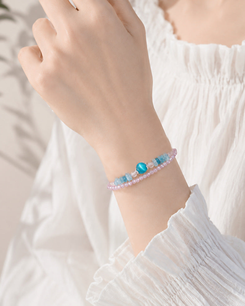 Lapis Lazuli Citrine Pearl Double-Wrap Bracelet