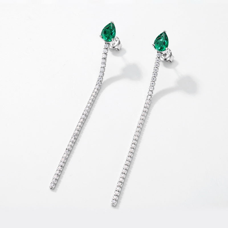 Planderful Jewelry Emerald Earrings Sterling Silver