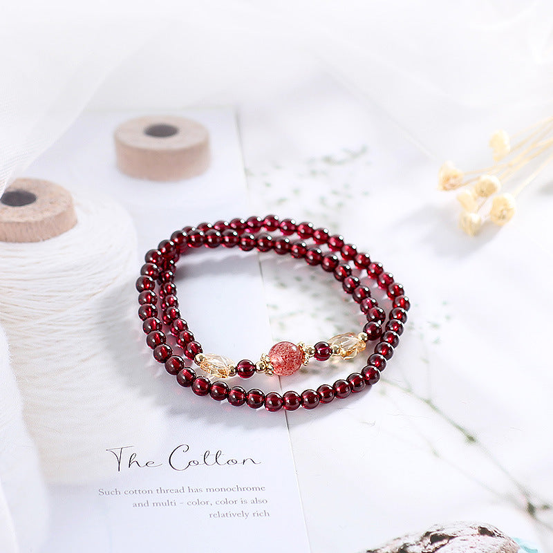 Garnet Crystal Double-Wrap Bracelet