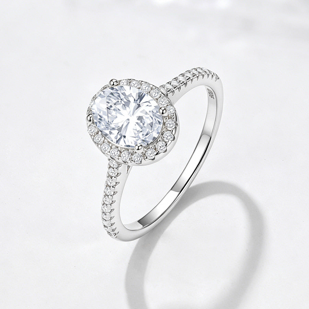 S925 Sterling Silver  Ring Engagement Ring Oval Zircon Simulation Diamond