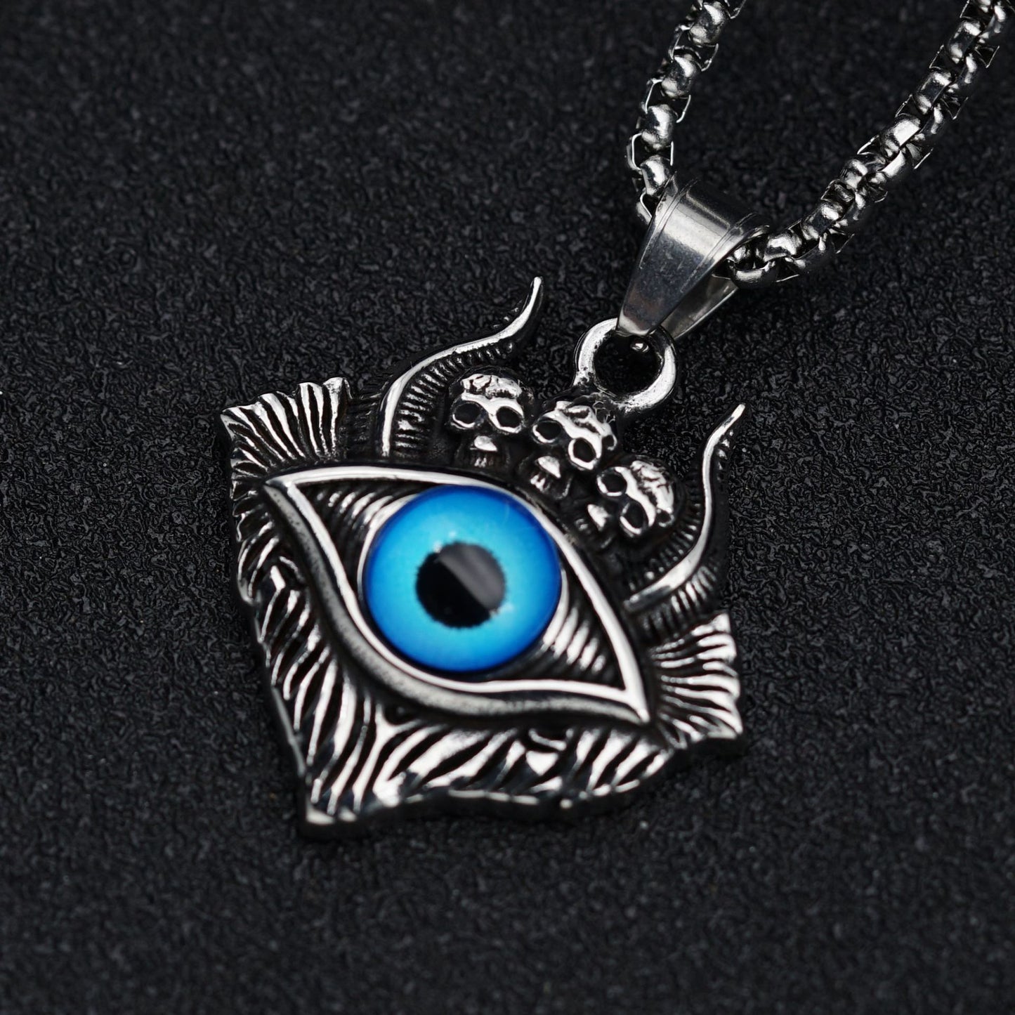 Steel Necklace – Statement Punk Skull Pendant for Bold Everyday Goth Style by Planderful