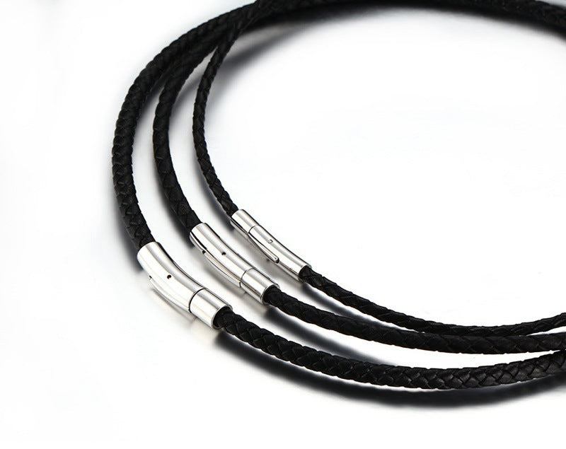 Jewelry Factory Necklace Rope with Chain Leather Collar Neck Ring Accessories Jewelry for Men