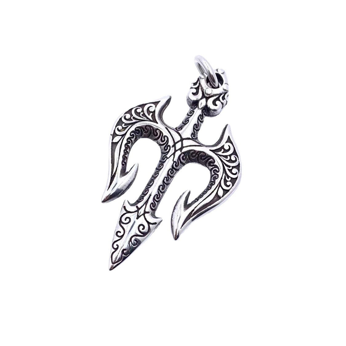 Planderful Stainless Steel Men Necklace Personalized Retro Aquaman Trident Hip Hop Pendant