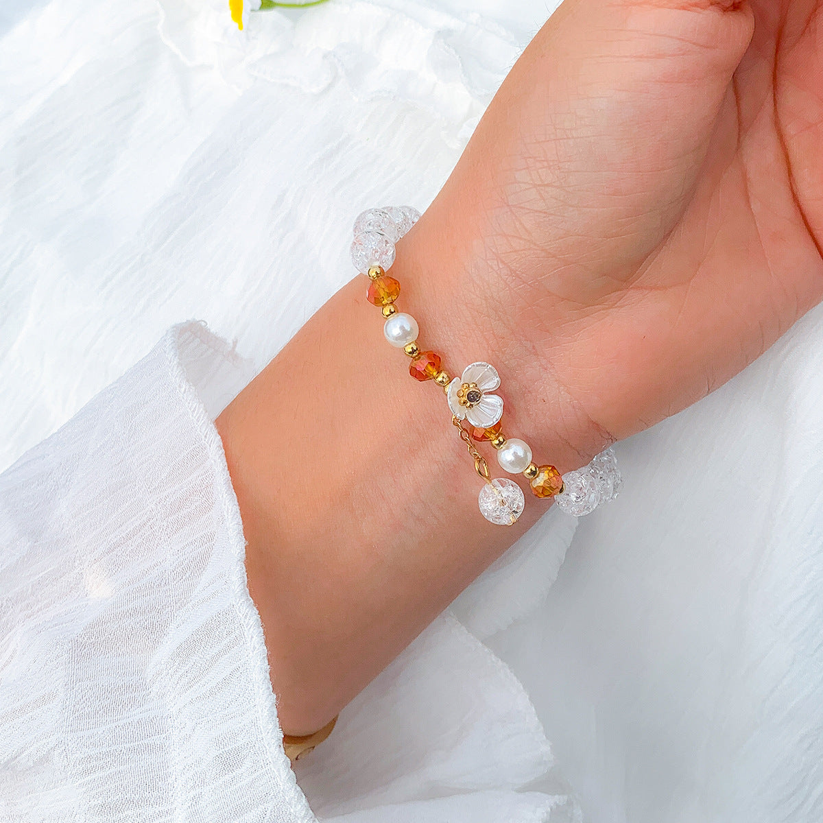 Planderful Vienna Verve Crystal Butterfly Bracelet For Women Elegant Beaded Elastic Jewelry
