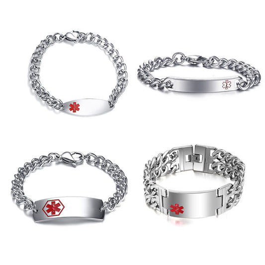 Curved Brand Medical Logo Stainless Steel Bracelet for Men