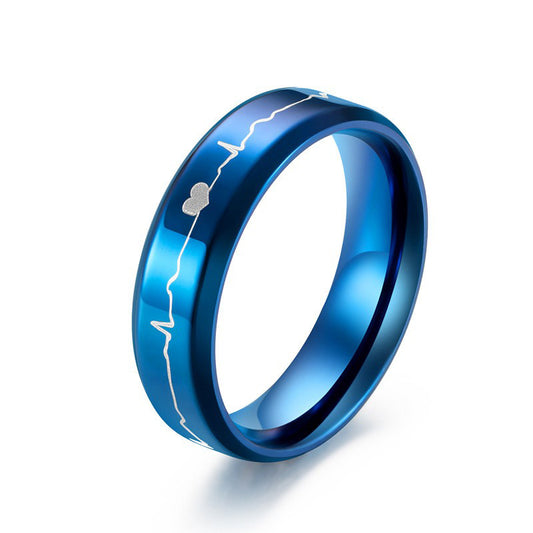 Stainless Steel Electrocardiogram Ring – Couple – Lover's Heartbeat