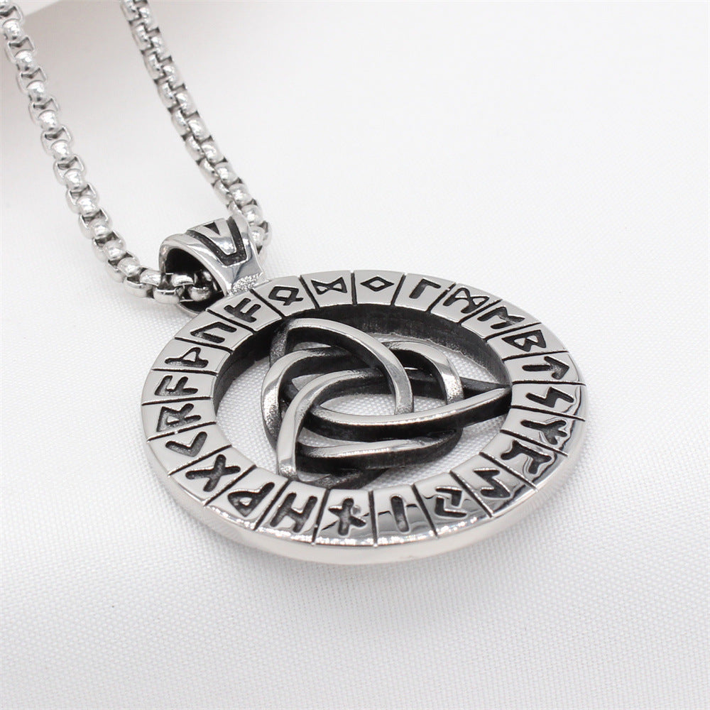Viking Rune Triangle Pendant Necklace Durable Titanium Steel By Planderful For Men Unisex Protection Symbol Jewelry