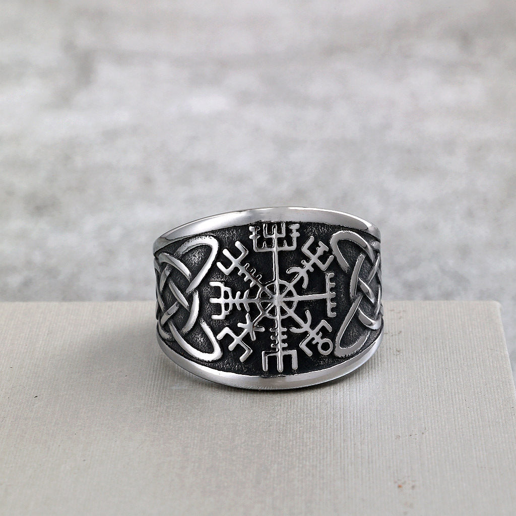 Vintage Viking Compass Stainless Steel Men's Ring