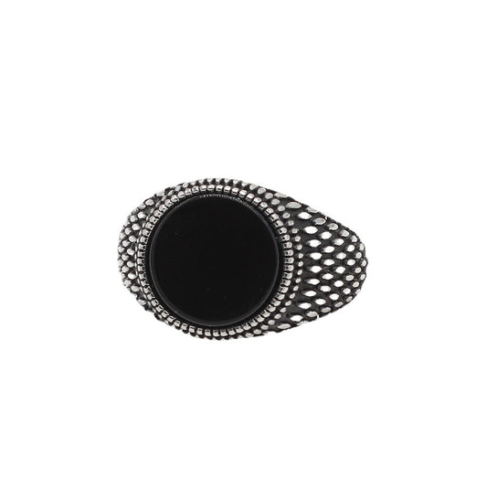 Planderful Turquoise Stone Titanium Steel Ring Unisex Retro European And American Style Personalized Protection