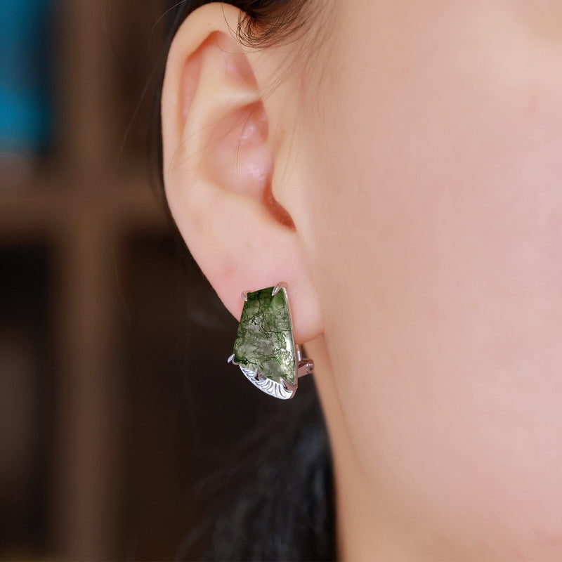 S925 Sterling Silver Moss Agate Signature Jewelry Collection
