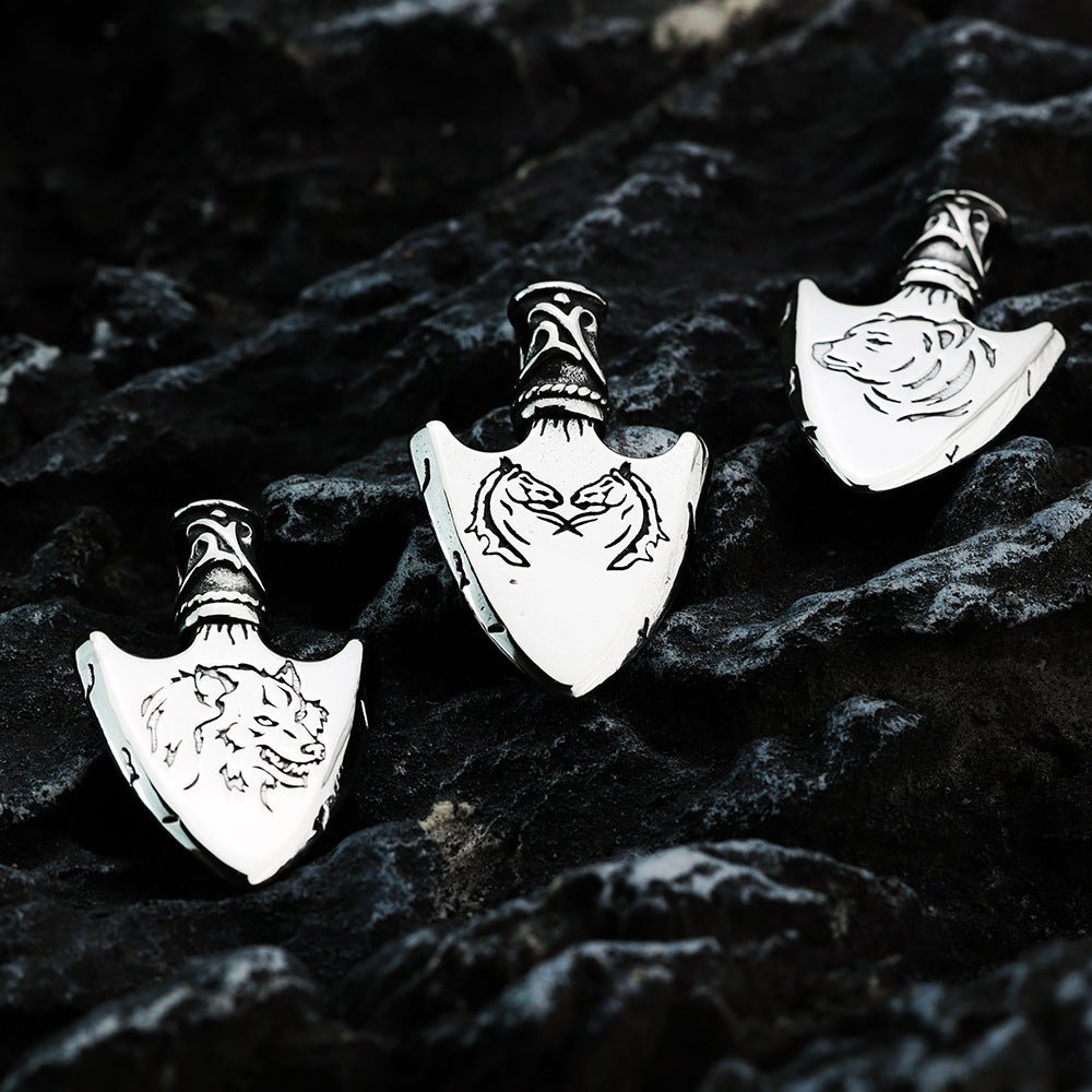 Planderful Viking Rune Triangle Pendant Titanium Steel DoubleSided For Men Norse Legacy Jewelry