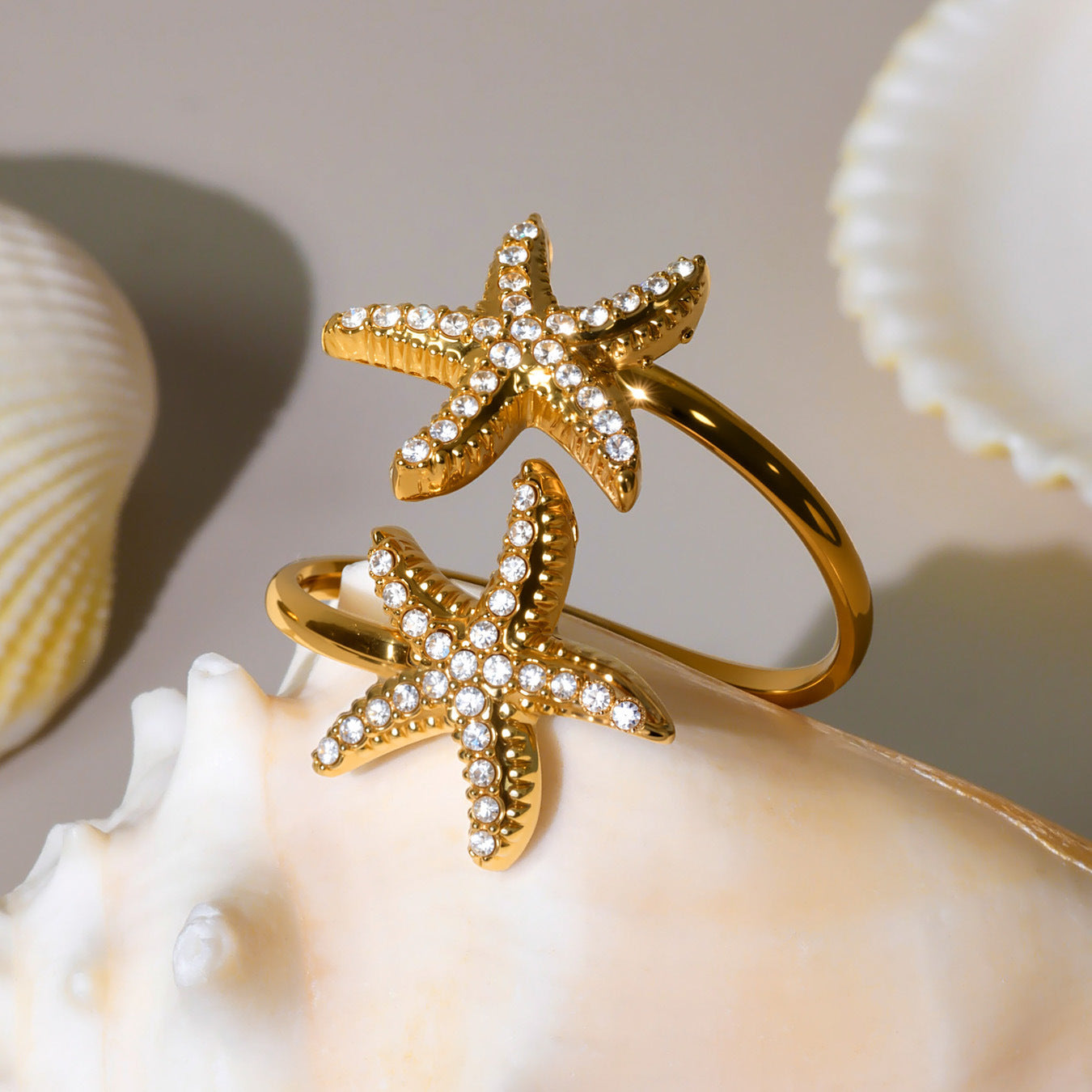 Planderful Starfish Ring 18K Gold Plated Beach Lovers