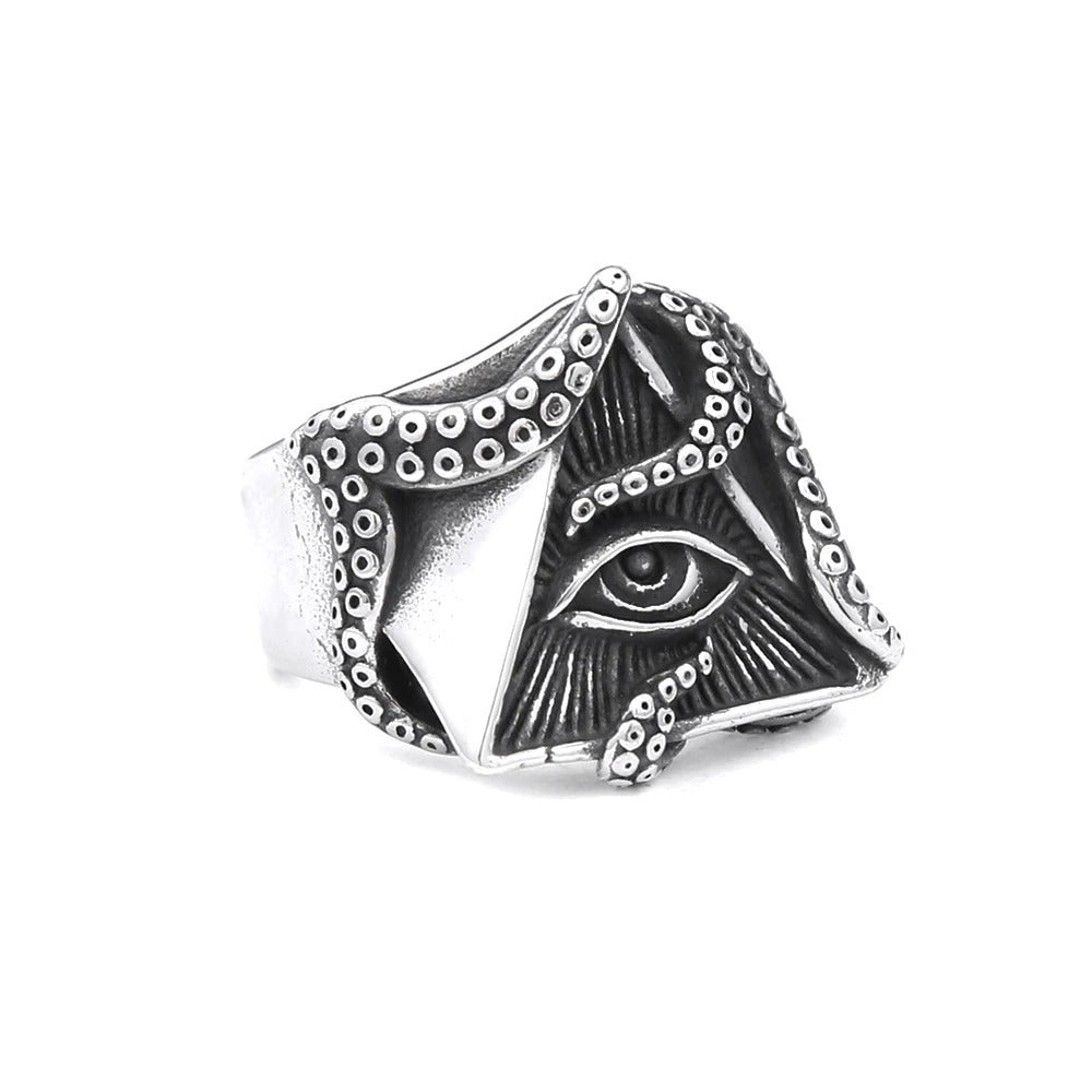 Eye of Horus Octopus Stainless Steel Men's Ring