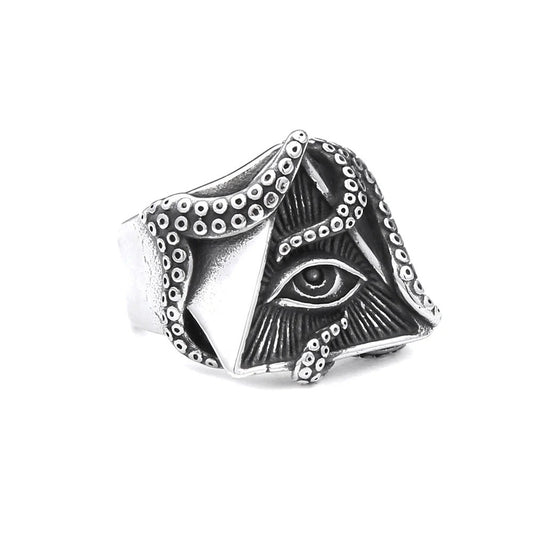 Eye of Horus Octopus Stainless Steel Men's Ring