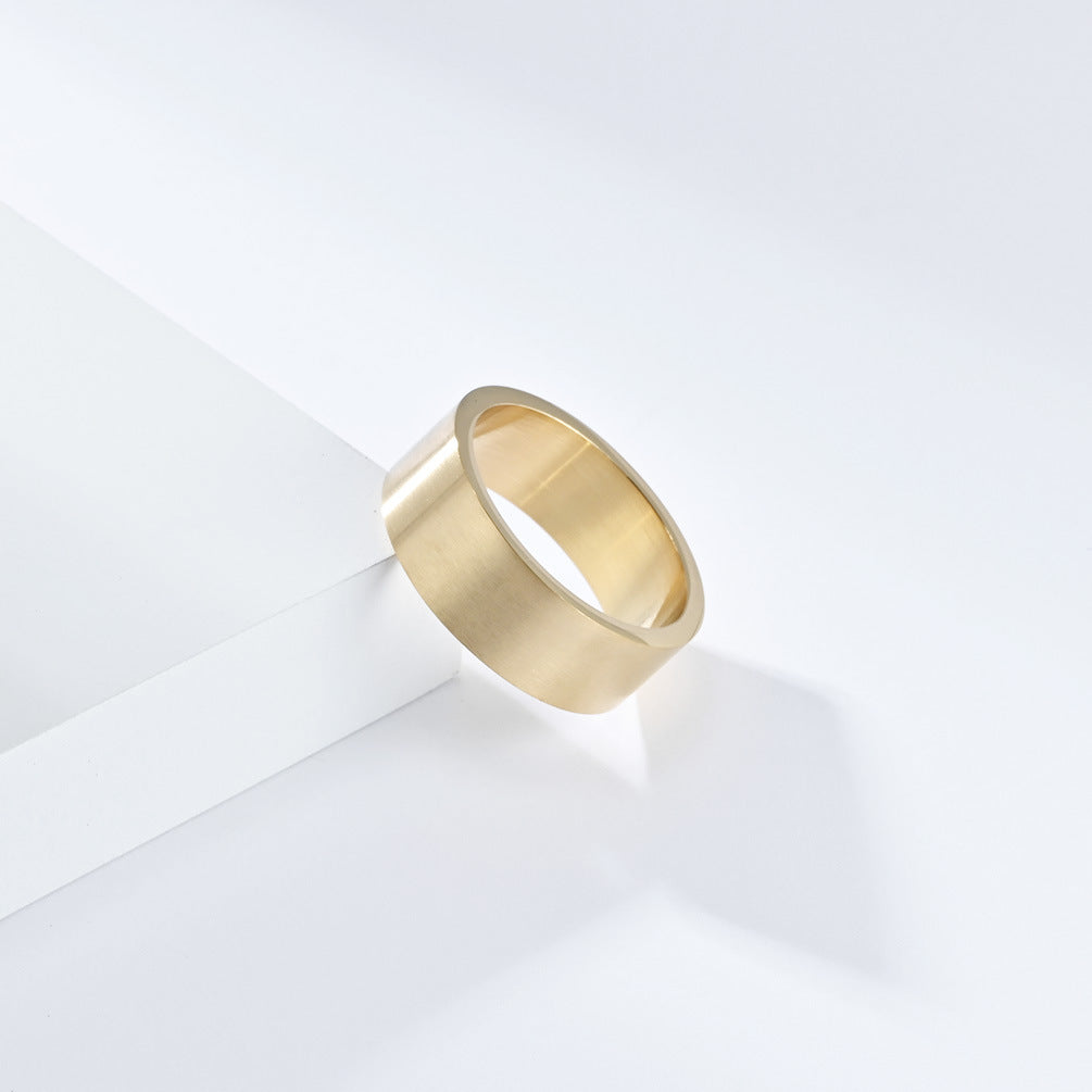 Cross-Border 8mm Matte Brushed Gray Titanium Steel Ring for Men